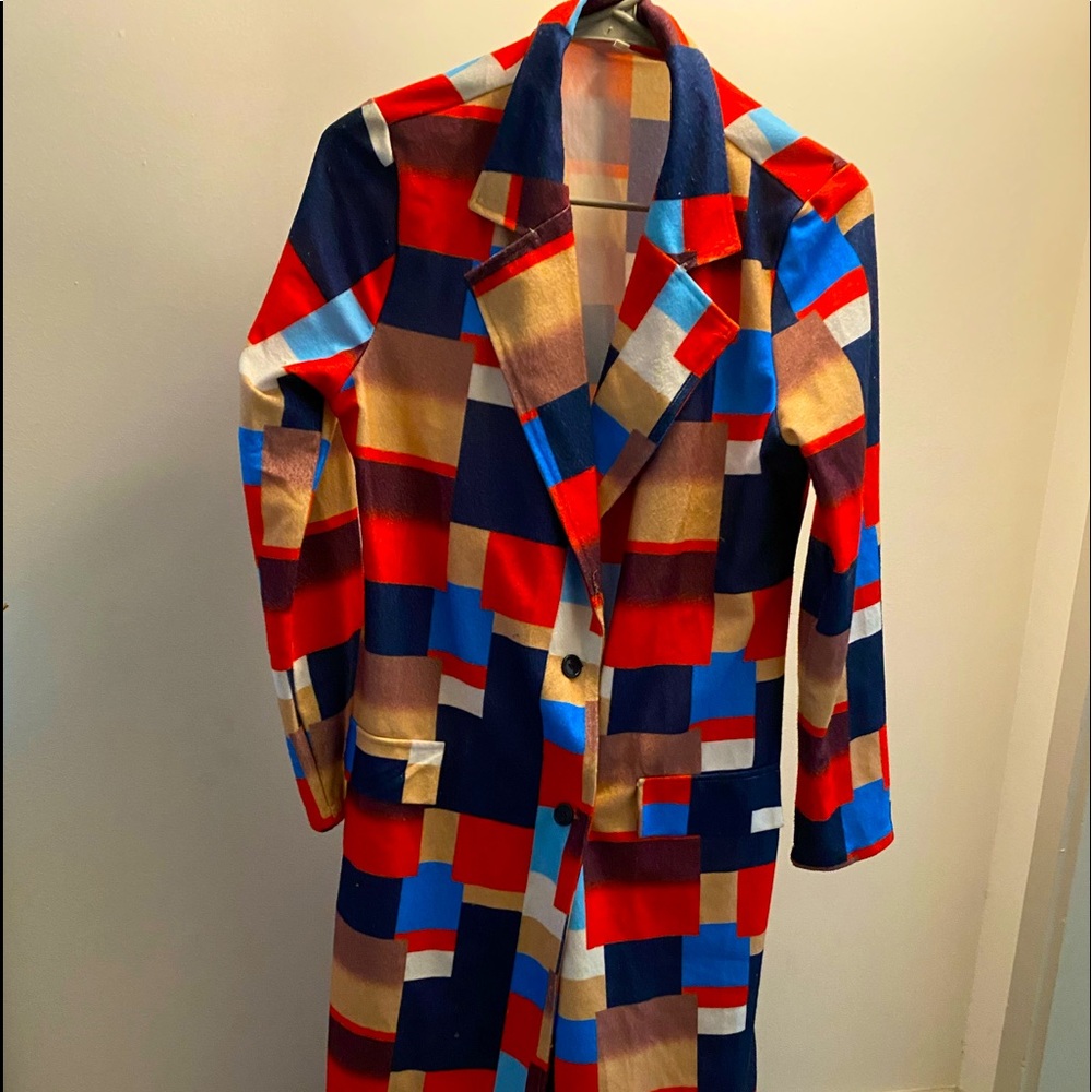 Colorblock fashion trench coat